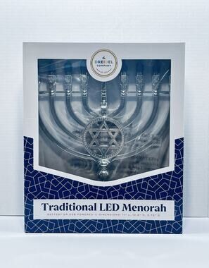 The Dreidel Company LED Electric Silver Hanukkah Tree of Life Menorah - Battery